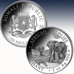 1 x 1 Oz Silbermünze 100 SH Somalia...