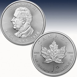1 x 1 Oz Silber Silbermünze 5$ Canada...