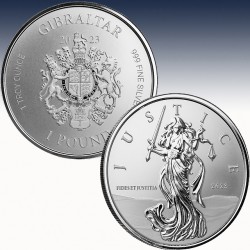 1 x 1 Oz Silbermünze 1 Pfd Gibraltar...