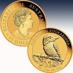 1 x 1/10 Oz Goldmünze 15$ Australien...