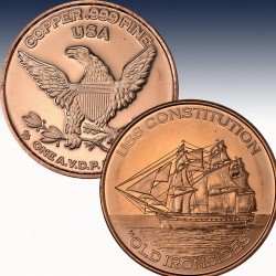 1 x 1 oz Copper Round "USS...