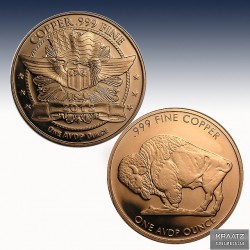 1 x 1 oz Copper Round "Buffalo -...