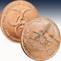 1 x 1 Oz Copper Round "Zombucks World...