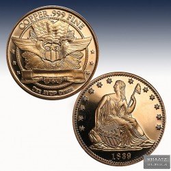 1 x 1 oz Copper Round "Seated...