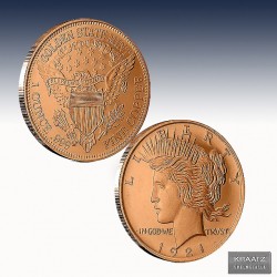 1 x 1 oz Copper Round "Peace Dollar"...