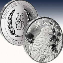 1 x 1 oz Silbermünze 2$ St. Lucia...