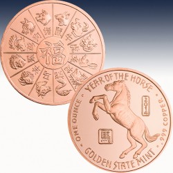 1 x 5 Oz Copper Round Golden State...