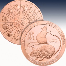 1 x 5 Oz Copper Round Golden State...
