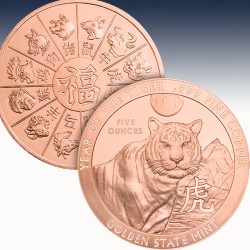 1 x 5 Oz Copper Round Golden State...