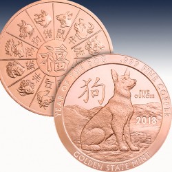 1 x 5 Oz Copper Round Golden State...