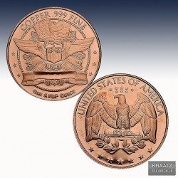 1 x 1 Oz Copper Round "US Quarter" -BU-