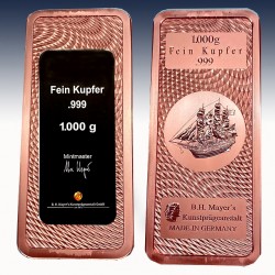 1 x 1000g Copper Bar Coock Islands...