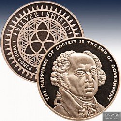 1 x 1 oz Copper Round Silver Shield "...