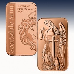 1 x 1 oz Copper Bar Scottsdale Mint...