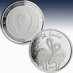 1 x 1 oz Silbermünze 2$ St. Lucia...